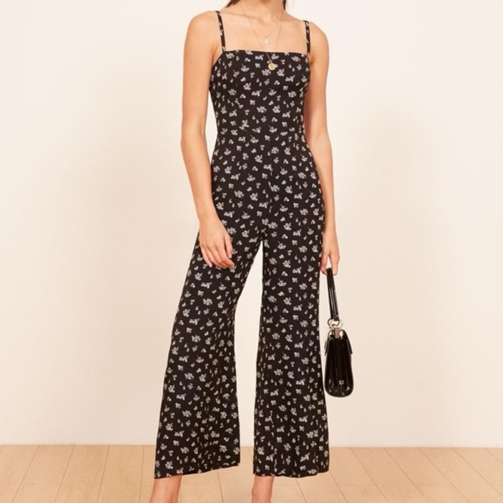 Reformation Black Floral Jumpsuit